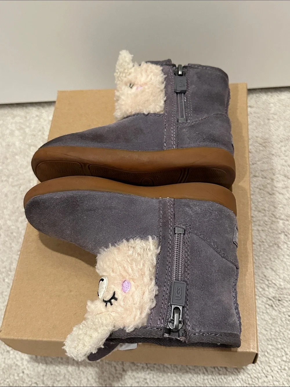 UGG Kids Llama Booties in Gray and Cream